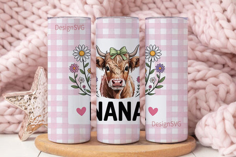 Nana Highland Cow 20oz Tumbler Wrap Sublimation DesignSVG 