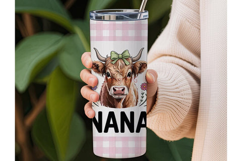 Nana Highland Cow 20oz Tumbler Wrap Sublimation DesignSVG 