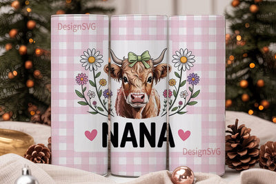 Nana Highland Cow 20oz Tumbler Wrap Sublimation DesignSVG 