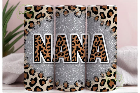 Nana Leopard Glitter 20oz Tumbler Wrap Sublimation PixelChick 