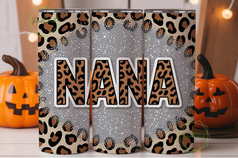 Nana Leopard Glitter 20oz Tumbler Wrap Sublimation PixelChick 