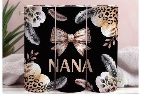 Nana Leopard Print 20oz Tumbler Wrap Sublimation PixelChick 