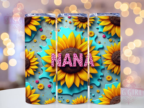 Nana's Sunflower Animal Print Tumbler, Sunflower Tumbler, Animal Print Wrap, Nana Gift Tumbler, 20oz Tumbler Design, Floral Animal Print, Grandma Sunflower Gift, Sublimation Drinkware Sublimation SvggirlplusArt 