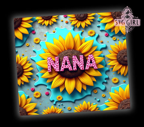 Nana's Sunflower Animal Print Tumbler, Sunflower Tumbler, Animal Print Wrap, Nana Gift Tumbler, 20oz Tumbler Design, Floral Animal Print, Grandma Sunflower Gift, Sublimation Drinkware Sublimation SvggirlplusArt 