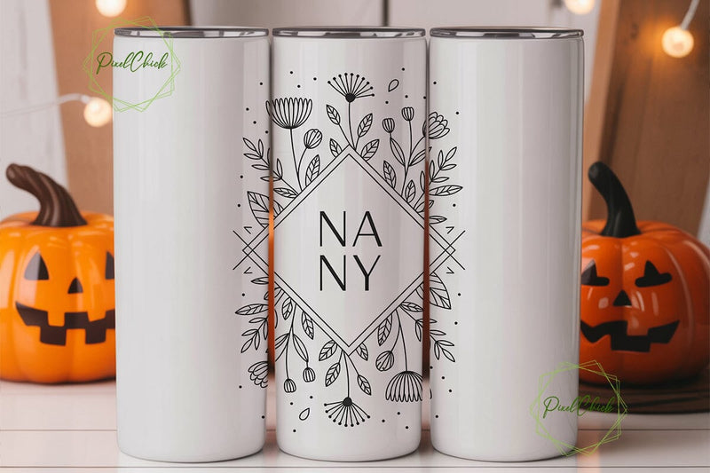 Nanny Floral Tumbler Wrap Sublimation PixelChick 