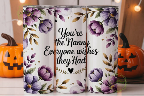Nanny Floral Tumbler Wrap Sublimation PixelChick 