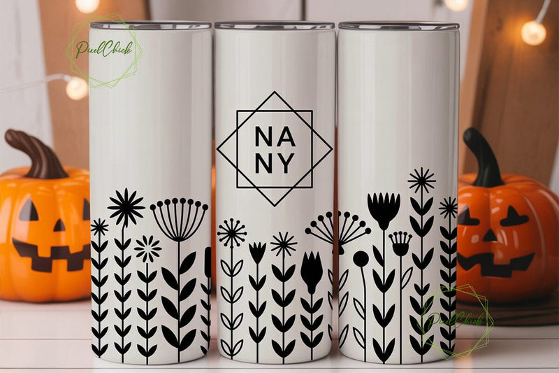 Nanny Floral Tumbler Wrap Sublimation PixelChick 