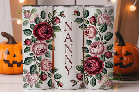 Nanny Floral Tumbler Wrap Sublimation PixelChick 