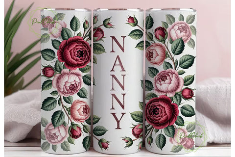 Nanny Floral Tumbler Wrap Sublimation PixelChick 