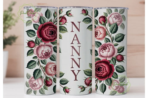 Nanny Floral Tumbler Wrap Sublimation PixelChick 