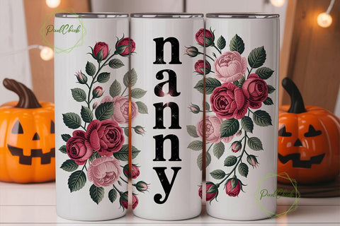 Nanny Floral Tumbler Wrap Sublimation PixelChick 