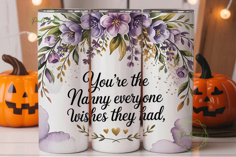 Nanny Floral Tumbler Wrap Sublimation PixelChick 