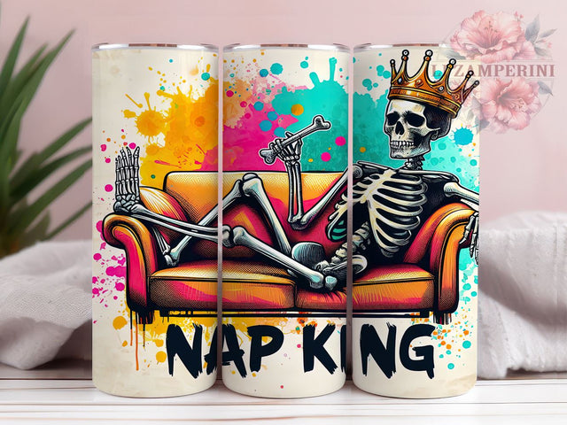 Nap King 20oz Tumbler Wrap PNG, Father Skeleton Lazy Tumbler Png, Straight & Tapered Tumbler Wrap, Instant Digital Download Sublimation Li Zamperini 