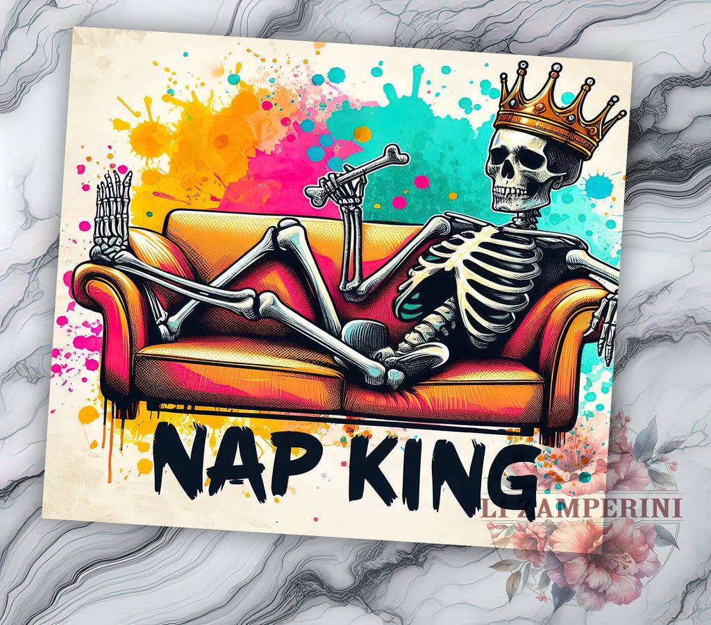 Nap King 20oz Tumbler Wrap PNG, Father Skeleton Lazy Tumbler Png ...