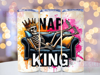 Nap King 20oz Tumbler Wrap Sublimation Design, Straight Tapered Tumbler Wrap, Father Skeleton Lazy Tumbler Png, Instant Digital Download Sublimation SvggirlplusArt 