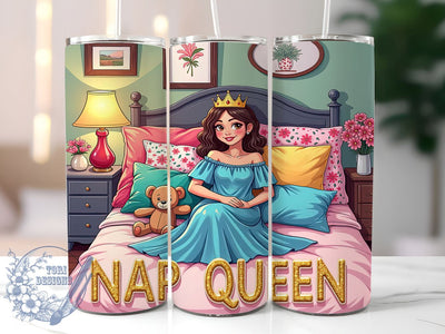 Nap Queen Tumbler Wrap, Cute Sleeping Girl Design, 20oz Sublimation Wrap, Digital Download Tumbler, Sleepy Girl Art, Relaxation Drinkware, Funny Nap Gift, Whimsical Tumbler Design Sublimation ToriDesigns 