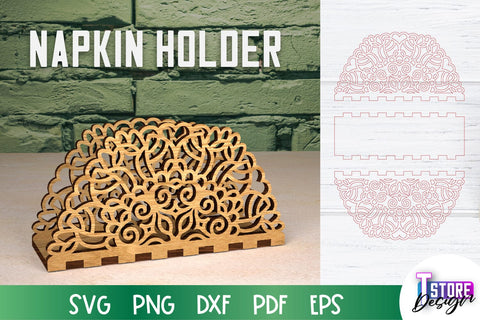 Napkin Holder Laser Cut | Home Design | Wooden Holder | CNC File SVG The T Store Design 