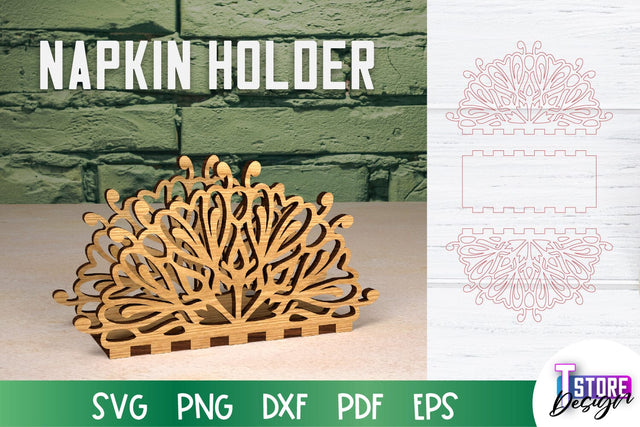 Napkin Holder Laser Cut | Home Design | Wooden Holder | CNC File SVG The T Store Design 