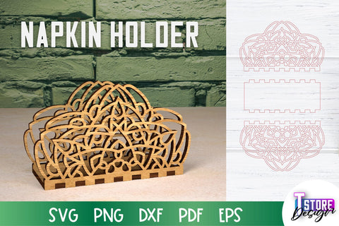 Napkin Holder Laser Cut | Home Design | Wooden Holder | CNC File SVG The T Store Design 