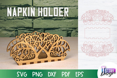 Napkin Holder Laser Cut | Home Design | Wooden Holder | CNC File SVG The T Store Design 