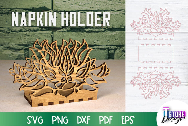 Napkin Holder Laser Cut | Home Design | Wooden Holder | CNC File SVG The T Store Design 