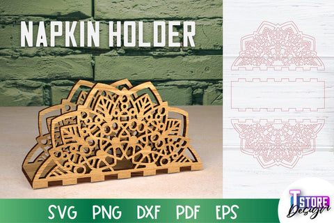 Napkin Holder Laser Cut | Home Design | Wooden Holder | CNC File SVG The T Store Design 