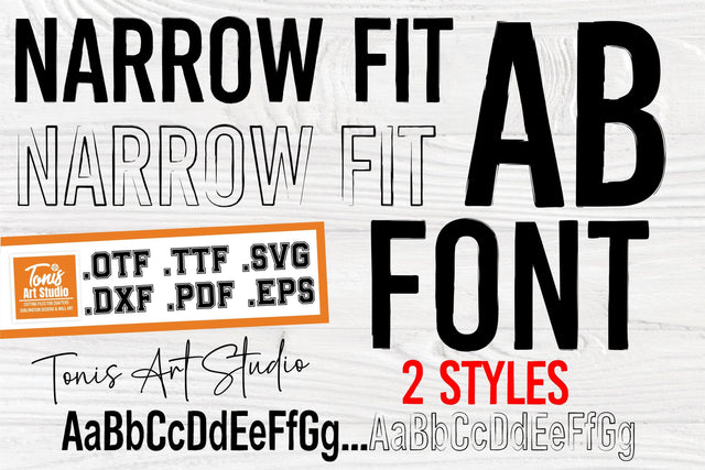 Narrow Fit Font | 2 Styles: Regular & Outline | SVG, OTF, TTF | Sporty Narrow Font SVG TonisArtStudio 