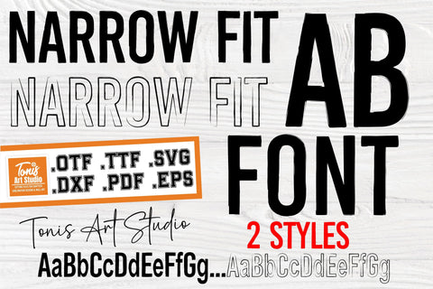 Narrow Fit Font | 2 Styles: Regular & Outline | SVG, OTF, TTF | Sporty Narrow Font SVG TonisArtStudio 