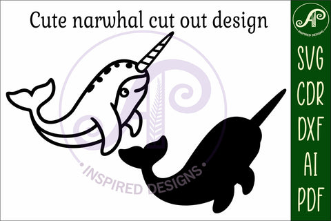 Narwhal two layer cut out laser cut wall art SVG APInspireddesigns 