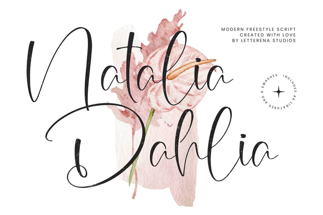 Natalia Dahlia - Modern Freestyle Script Font Letterena Studios 