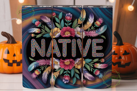 Native American Beaded Floral Tumbler Sublimation PixelChick 
