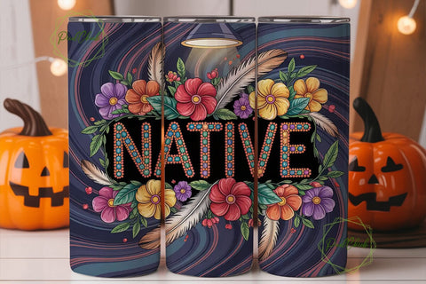 Native American Beaded Floral Tumbler Sublimation PixelChick 