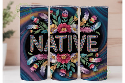 Native American Beaded Floral Tumbler Sublimation PixelChick 