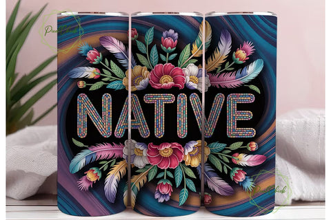 Native American Beaded Floral Tumbler Sublimation PixelChick 