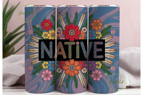 Native American Beaded Floral Tumbler Sublimation PixelChick 