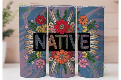 Native American Beaded Floral Tumbler Sublimation PixelChick 