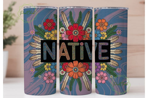 Native American Beaded Floral Tumbler Sublimation PixelChick 
