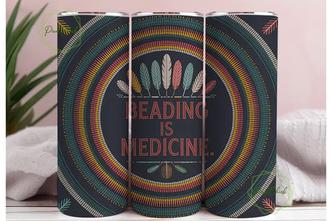 Native American Beaded Tumbler Wrap Sublimation PixelChick 
