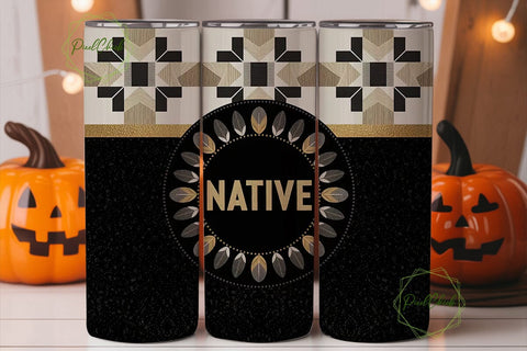 Native American Beaded Tumbler Wrap Sublimation PixelChick 