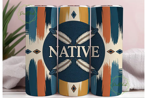 Native American Beaded Tumbler Wrap Sublimation PixelChick 