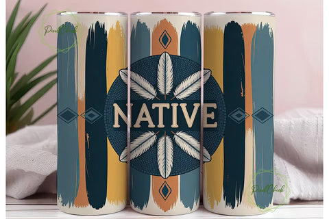 Native American Beaded Tumbler Wrap Sublimation PixelChick 