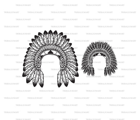 Native American chief headdress (Indian Warrior) SVG TribaliumArtSF 