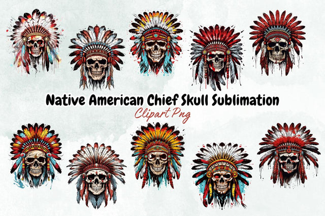 Native American Chief Skull Sublimation Bundle Sublimation Designangry 