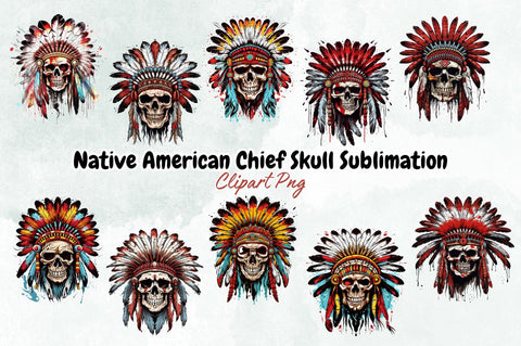Native American Chief Skull Sublimation Bundle Sublimation Designangry 