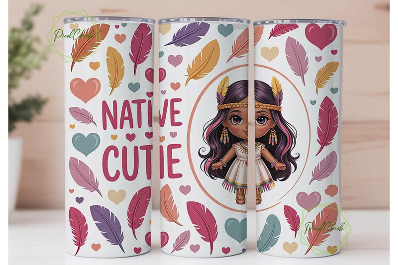 Native American Cutie 20oz Tumbler Wrap Sublimation PixelChick 