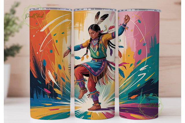 Native American Dancer 20oz Tumbler Wrap Sublimation PixelChick 