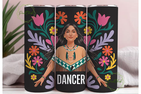 Native American Dancer Tumbler Wrap Sublimation PixelChick 
