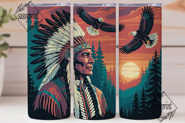 Native American Eagle Sunset Tumbler Sublimation sassyprint 