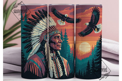 Native American Eagle Sunset Tumbler Sublimation sassyprint 