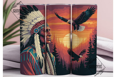 Native American Eagle Sunset Tumbler Sublimation sassyprint 